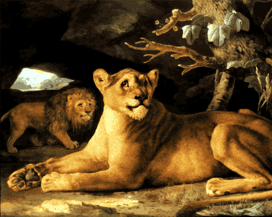 Lions Collection PD - (21) - Lion and Lioness by George Stubbs - Van-Go Paint-By-Number Kit