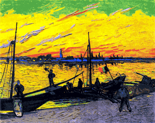 Van-Gogh Painting PD - (27) - Coal Barges - Van-Go Paint-By-Number Kit