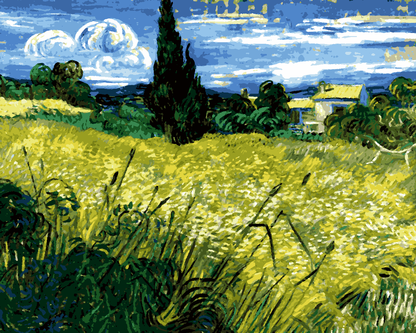 Van-Gogh Painting PD - (55) - Green Wheat Field with Cypress - Van-Go Paint-By-Number Kit