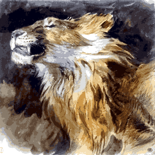 Lions Collection PD - (56) - Roaring lion head by Eugène Delacroix - Van-Go Paint-By-Number Kit