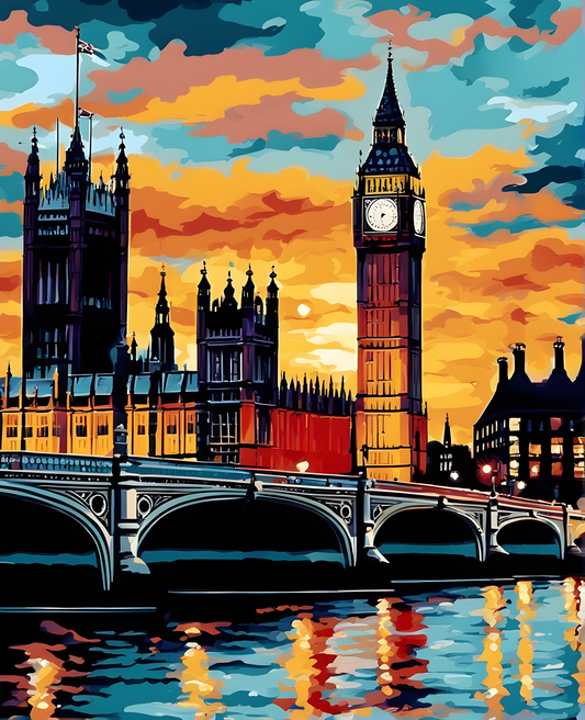 Romantic Big Ben, London (1) - Van-Go Paint-By-Number Kit