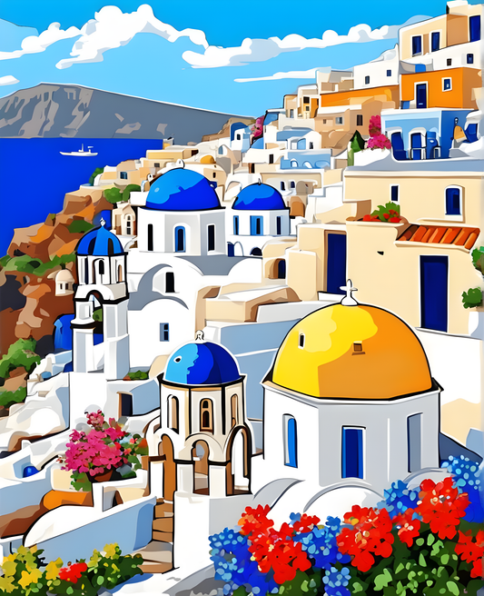 Santorini, Greece (5) - Van-Go Paint-By-Number Kit