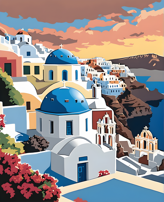 Santorini, Greece (4) - Van-Go Paint-By-Number Kit