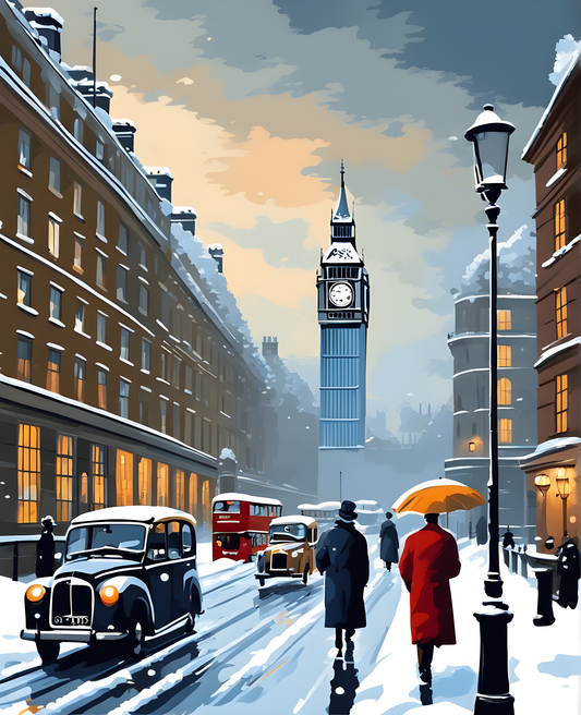 Snowy day in London (1) - Van-Go Paint-By-Number Kit