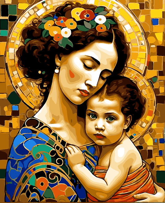 Mother and Child Inspired by Gustav Klimt (5) - Van-Go Paint-By-Number Kit