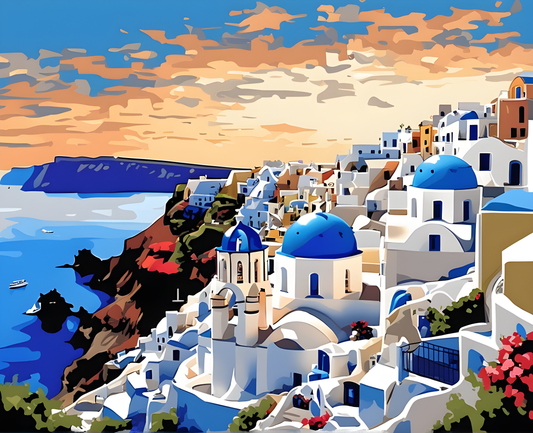 Santorini, Greece (1) - Van-Go Paint-By-Number Kit