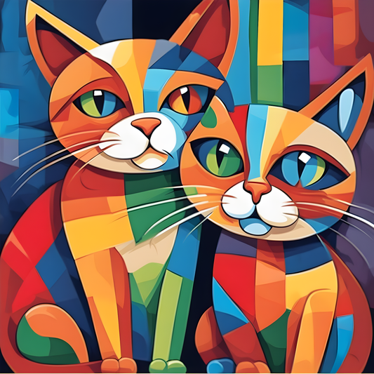 Colorful Funny Cats (3) - Van-Go Paint-By-Number Kit