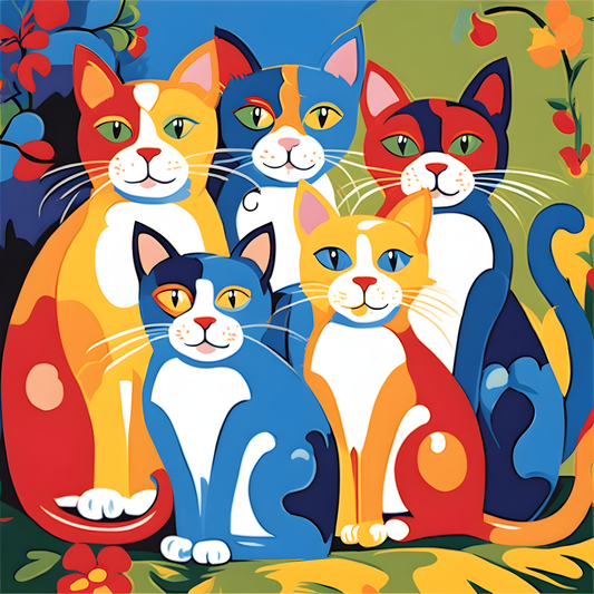 Colorful Funny Cats (2) - Van-Go Paint-By-Number Kit