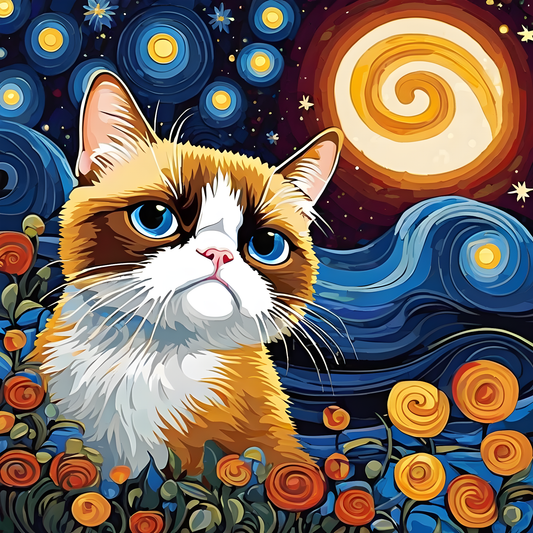 Grumpy Cat Starry Night PD (2) - Van-Go Paint-By-Number Kit