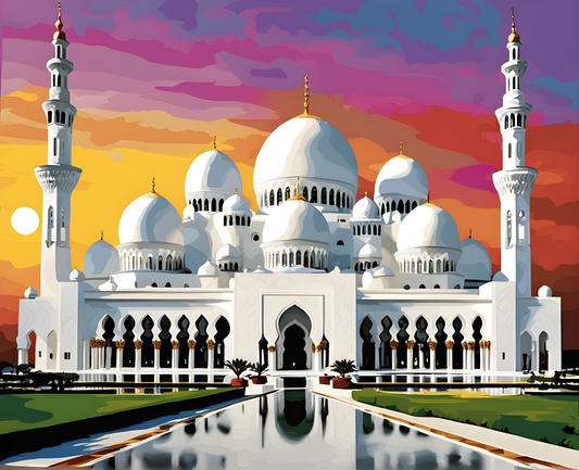 Amazing Places OD (466) - Sheikh Zayed Grand Mosque, Abu Dhabi - Van-Go Paint-By-Number Kit