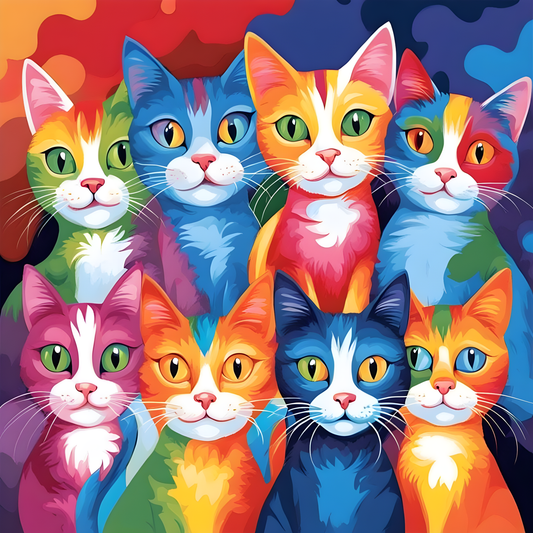 Colorful Funny Cats (1) - Van-Go Paint-By-Number Kit