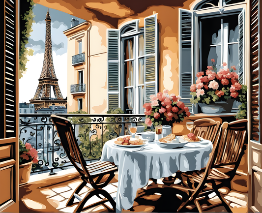 Dinner at the Parisian Balcony PD - Van-Go Paint-By-Number Kit