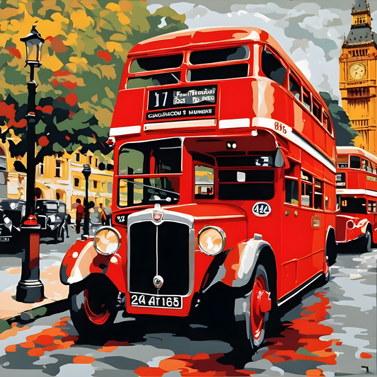 London Red Bus PD (7) - Van-Go Paint-By-Number Kit