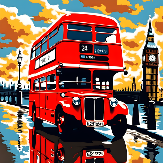 London Red Bus PD (6) - Van-Go Paint-By-Number Kit