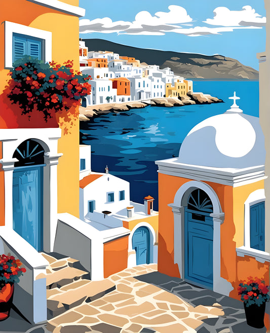 Greece Collection PD (8) - Mikonos - Van-Go Paint-By-Number Kit