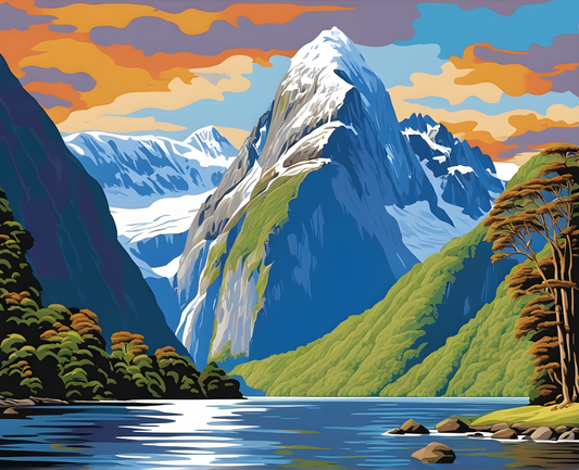 Amazing Places OD (176) - Fiordland National Park, Piopiotahi, New-Zealand Country - Van-Go Paint-By-Number Kit
