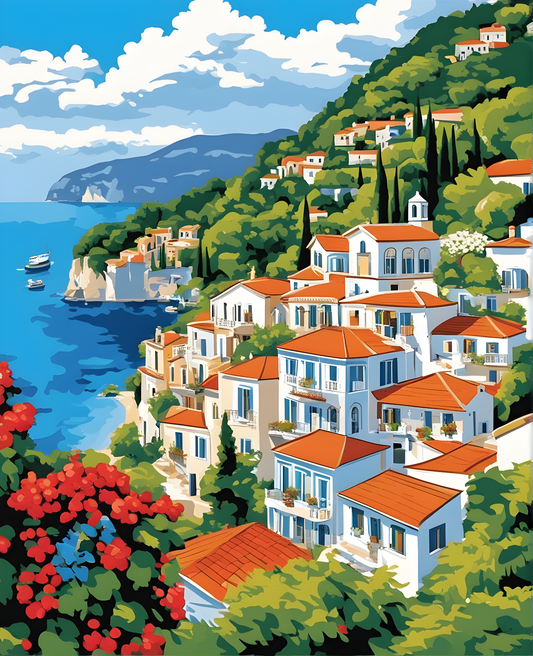Parga, Greece (3) - Van-Go Paint-By-Number Kit
