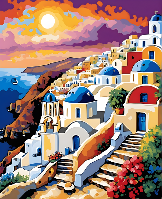 Santorini, Greece (2) - Van-Go Paint-By-Number Kit