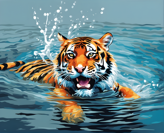 Swimming Tiger (1) - Van-Go Paint-By-Number Kit