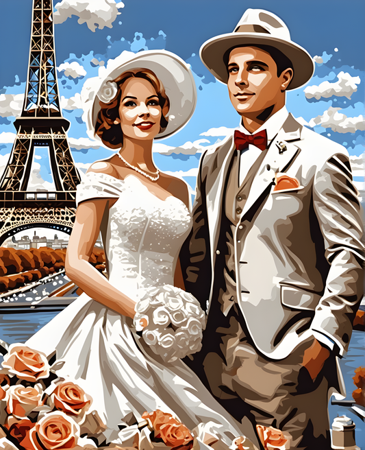 The Bride and Groom of the Eiffel Tower PD (2) - Van-Go Paint-By-Number Kit