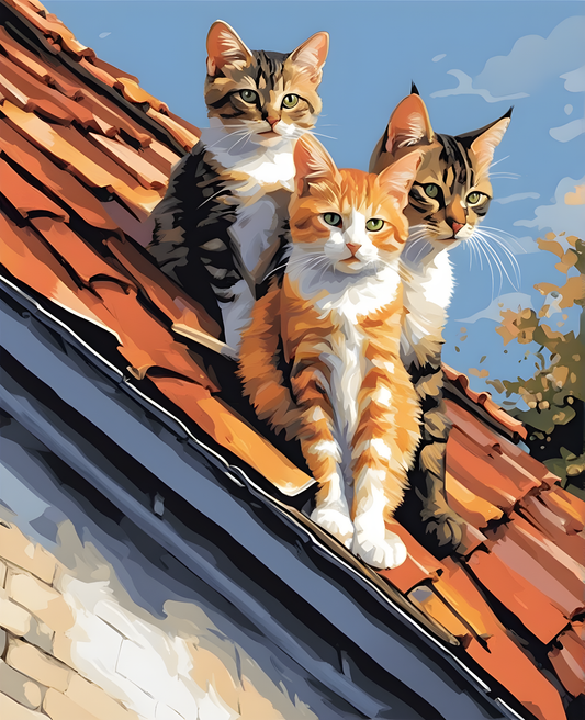 Cats on the roof (2) - Van-Go Paint-By-Number Kit