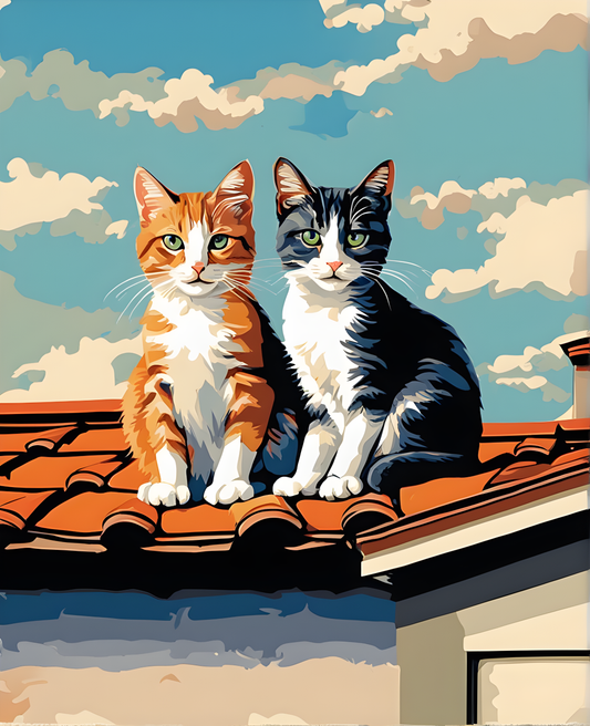 Cats on the roof (1) - Van-Go Paint-By-Number Kit