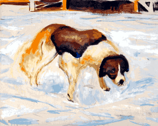 Edvard Munch Collection PD (72) -  St. Bernard Dog in Snow - Van-Go Paint-By-Number Kit