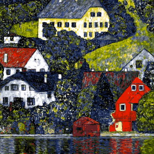 Gustav Klimt Collection PD (9) - Houses in unterach on lake Attersee - Van-Go Paint-By-Number Kit