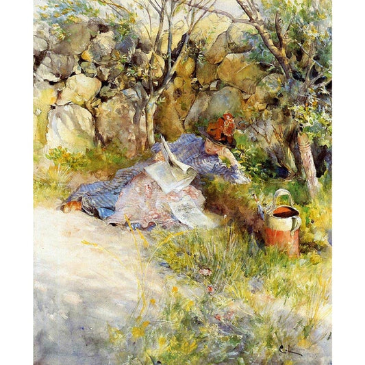 Lady Reading a Newspaper by Carl Larsson - Van-Go Paint-By-Number Kit