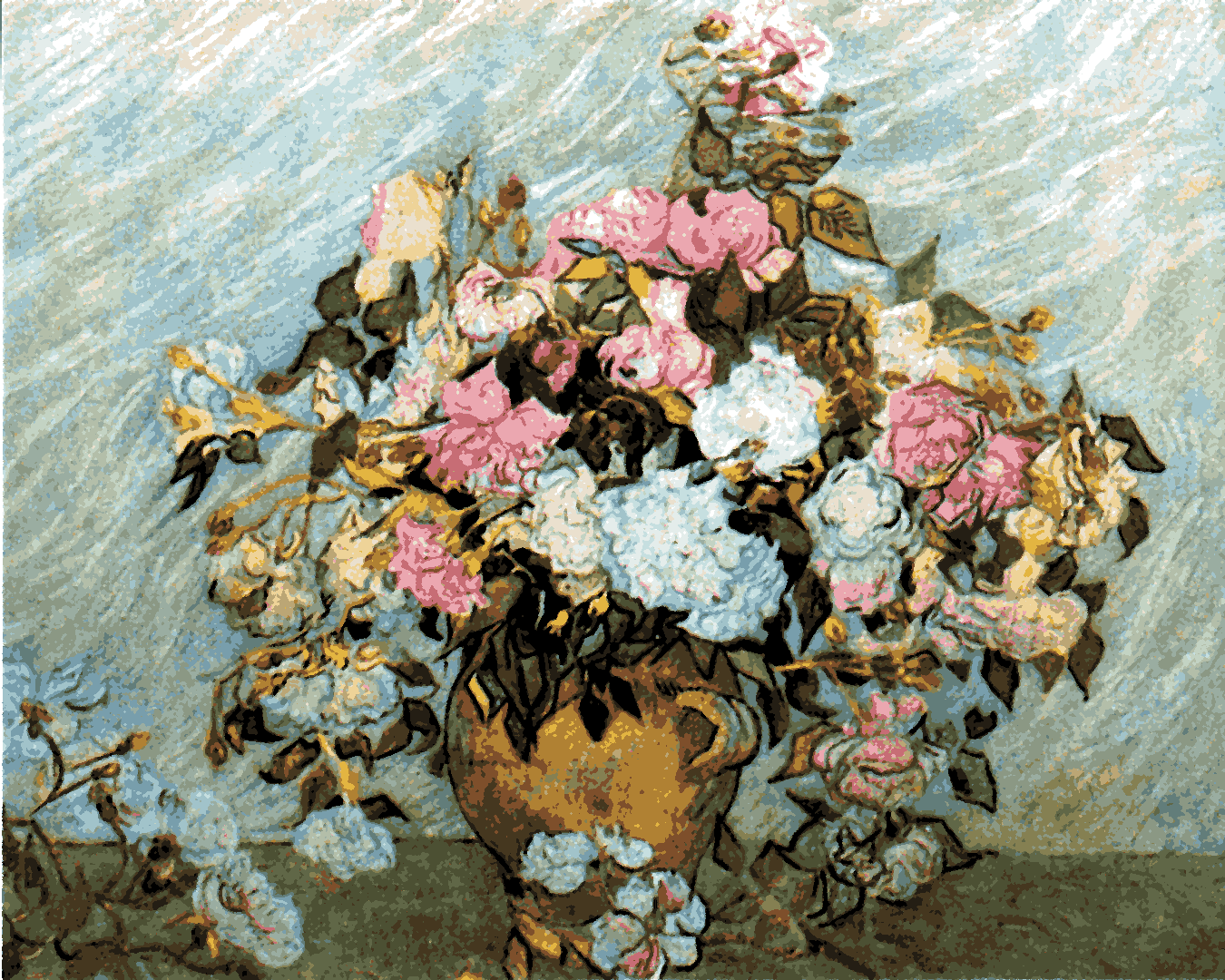 Vincent Van Gogh PD - (125) - Still Life Vase with Pink Roses - Van-Go Paint-By-Number Kit