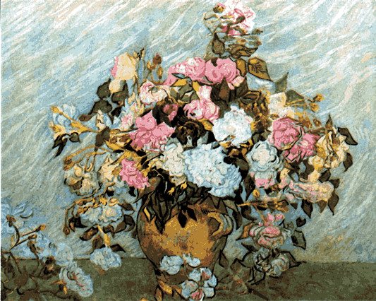 Van-Gogh PD - (125) - Still Life Vase with Pink Roses - Van-Go Paint-By-Number Kit