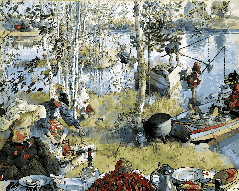 Crayfishing by Carl Larsson (13) - Van-Go Paint-By-Number Kit