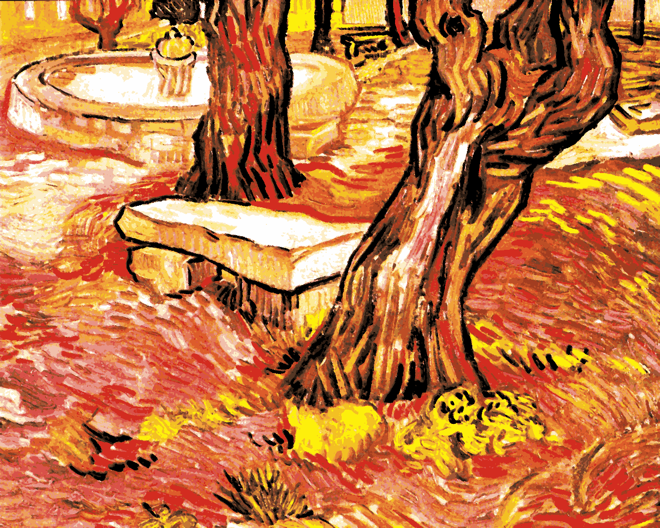 Vincent Van Gogh PD - (163) - The Stone Bench in the Garden of Saint-Paul Hospital - Van-Go Paint-By-Number Kit