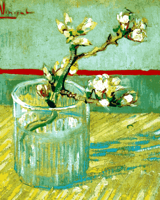 Van-Gogh Painting PD - (18) - Blossoming Almond Branch in a Glass - Van-Go Paint-By-Number Kit