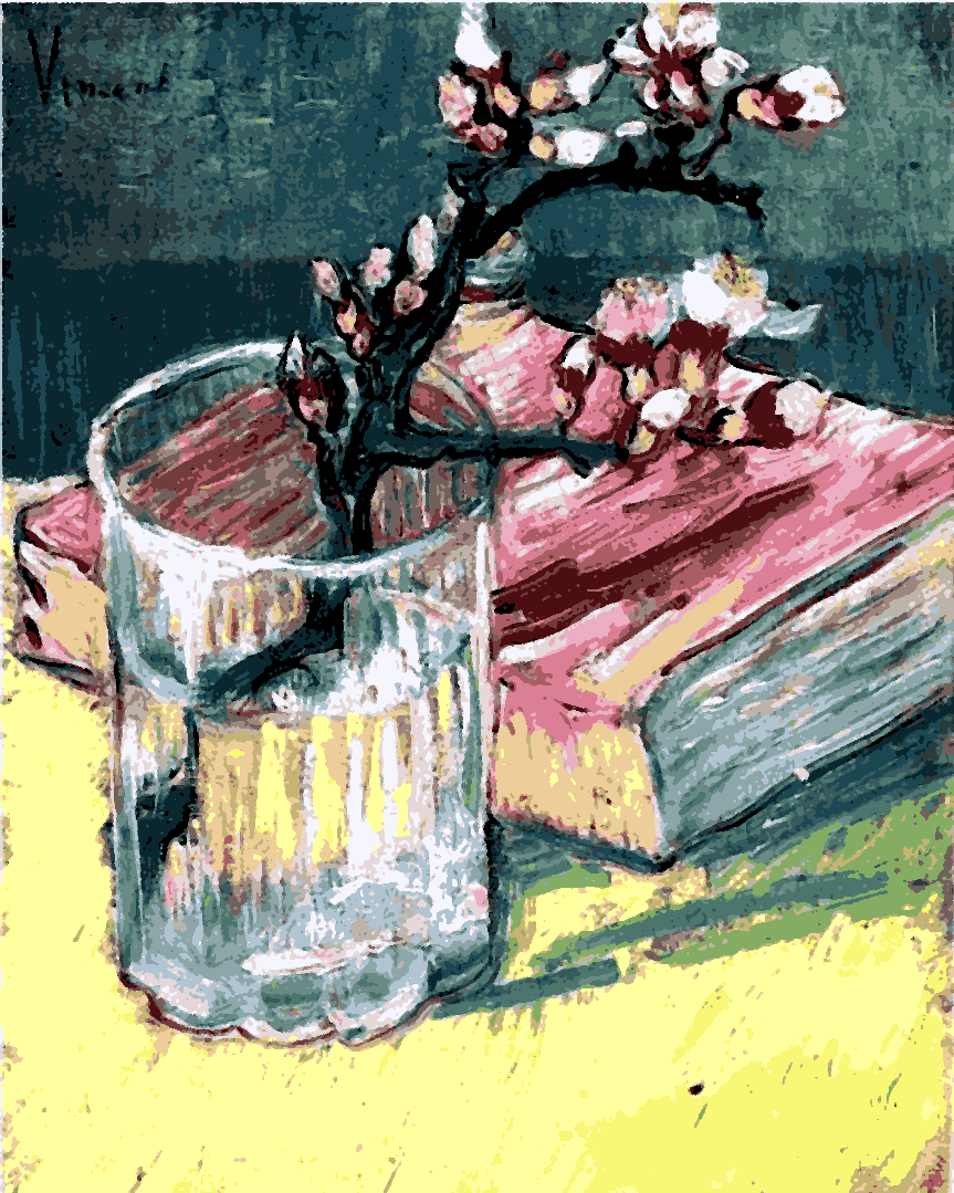 Vincent Van Gogh PD - (19) - Blossoming Almond Branch in a Glass with a Book - Van-Go Paint-By-Number Kit