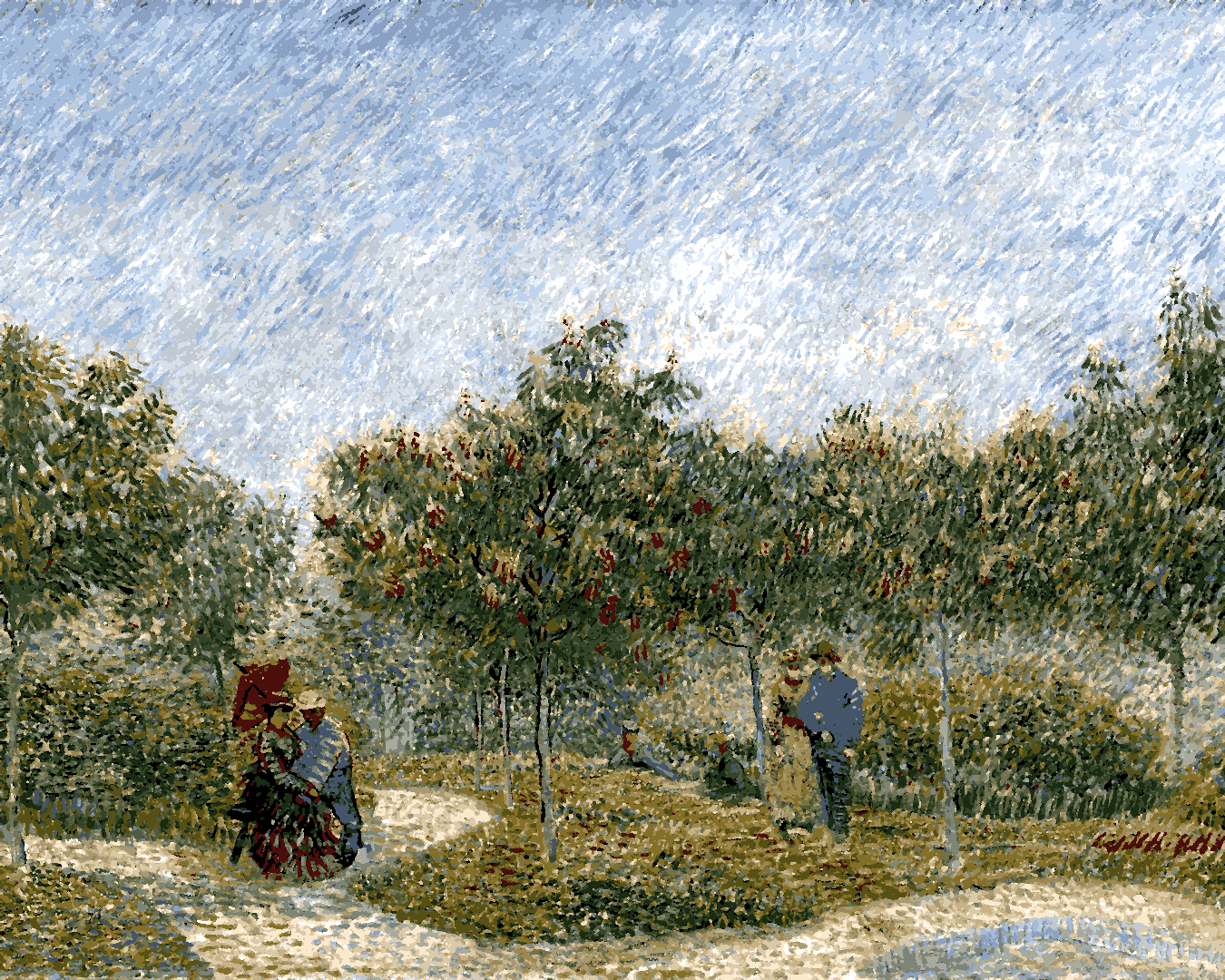 Van-Gogh Painting PD - (50) - Garden in Montmarte with lovers - Van-Go Paint-By-Number Kit