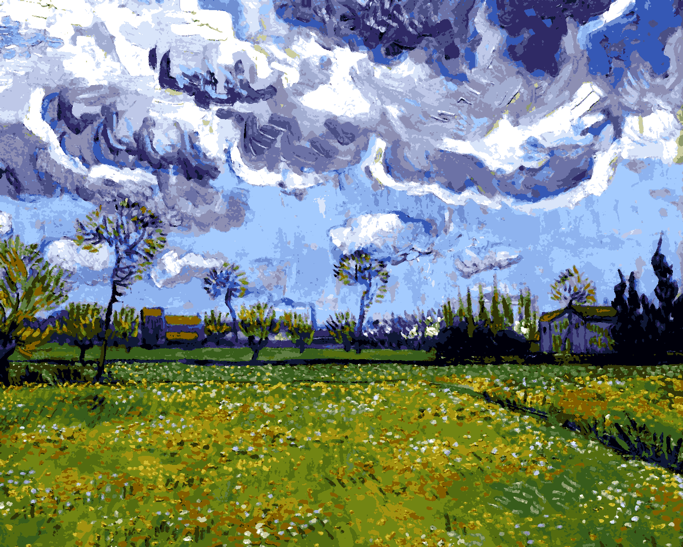 Van-Gogh Painting PD - (67) - Landscape Under a Stormy Sky - Van-Go Paint-By-Number Kit