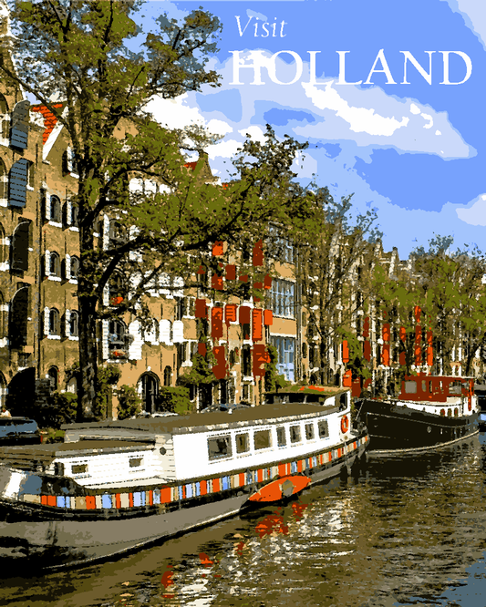 Vintage Travel Poster Collection PD (7) - Holland - Van-Go Paint-By-Number Kit