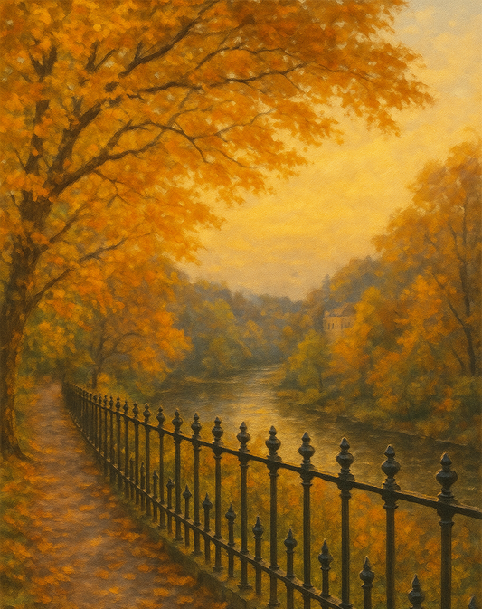 Amazing Places OD (391J) - Edinburgh, Autumn Light at Dean Gardens, Scotland - Van-Go Paint-By-Number Kit