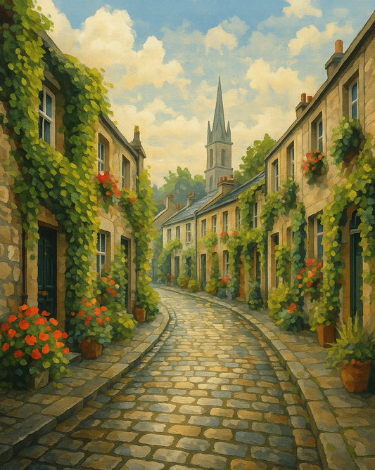 Amazing Places OD (391U) - Edinburgh, Circus Lane in Bloom, Scotland - Van-Go Paint-By-Number Kit