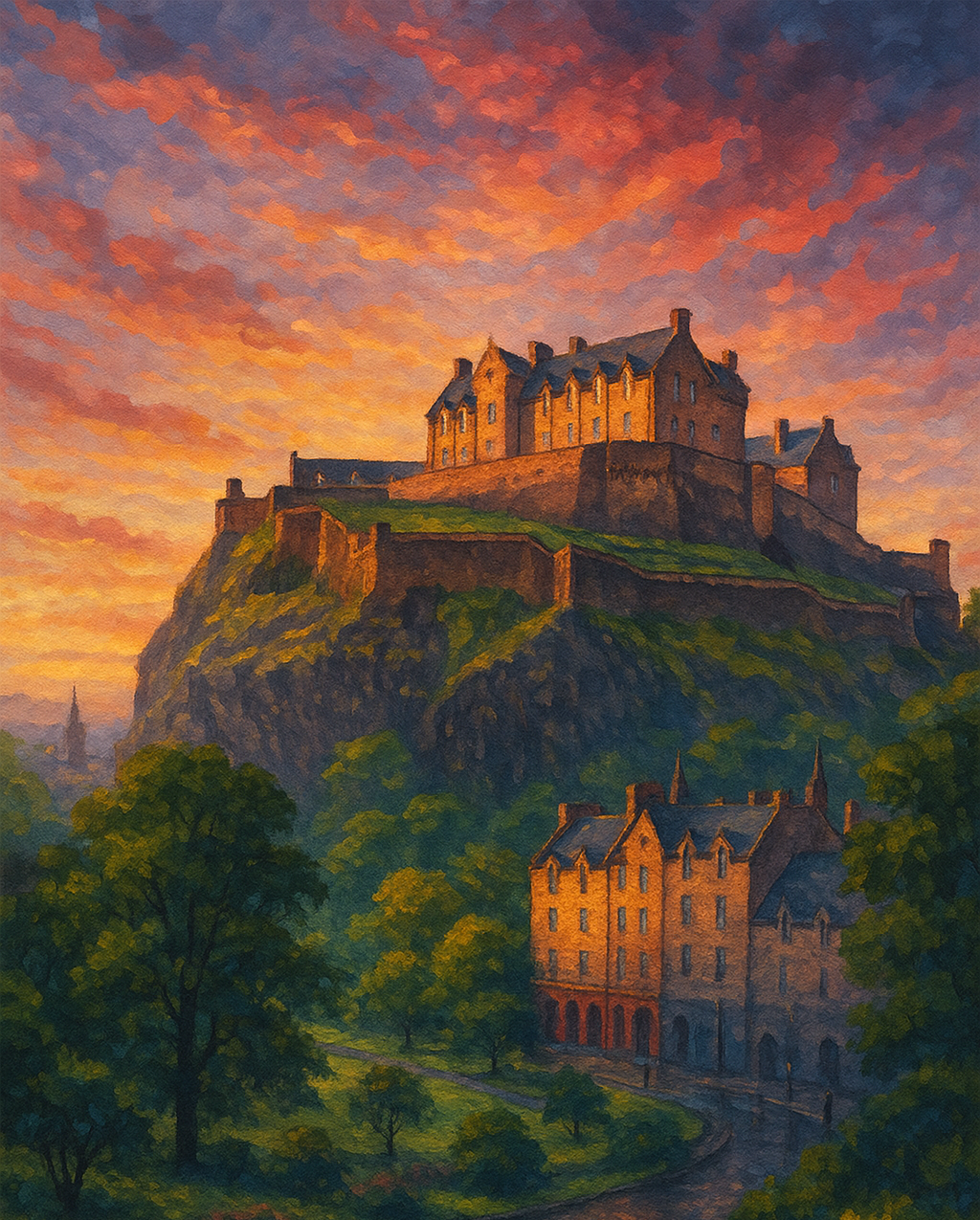 Amazing Places OD (391O) - Edinburgh, Dusk at the Meadows, Scotland - Van-Go Paint-By-Number Kit