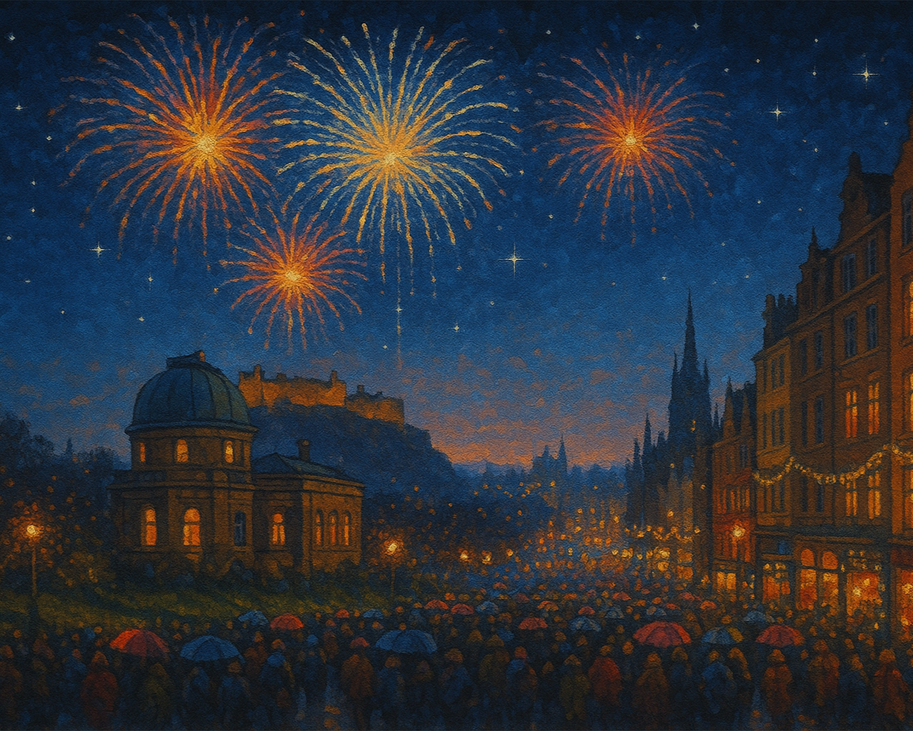 Amazing Places OD (391S) - Edinburgh, Hogmanay Fireworks over the Castle, Scotland - Van-Go Paint-By-Number Kit