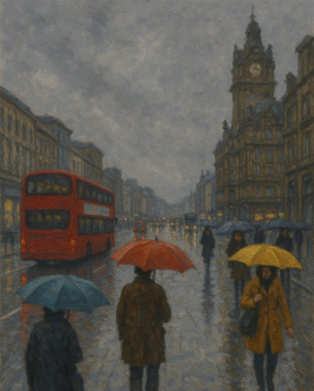 Amazing Places OD (391X) - Edinburgh, Rainy Day on Princes Street, Scotland - Van-Go Paint-By-Number Kit