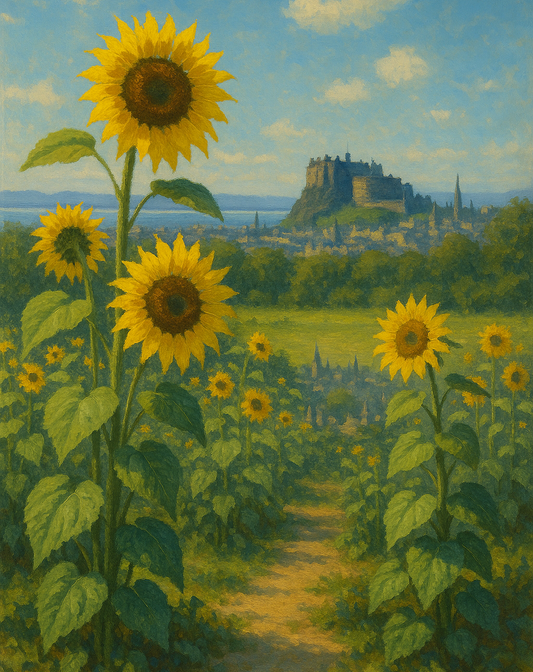 Amazing Places OD (391F) - Edinburgh, Sunflowers at Inverleith Park, Scotland - Van-Go Paint-By-Number Kit
