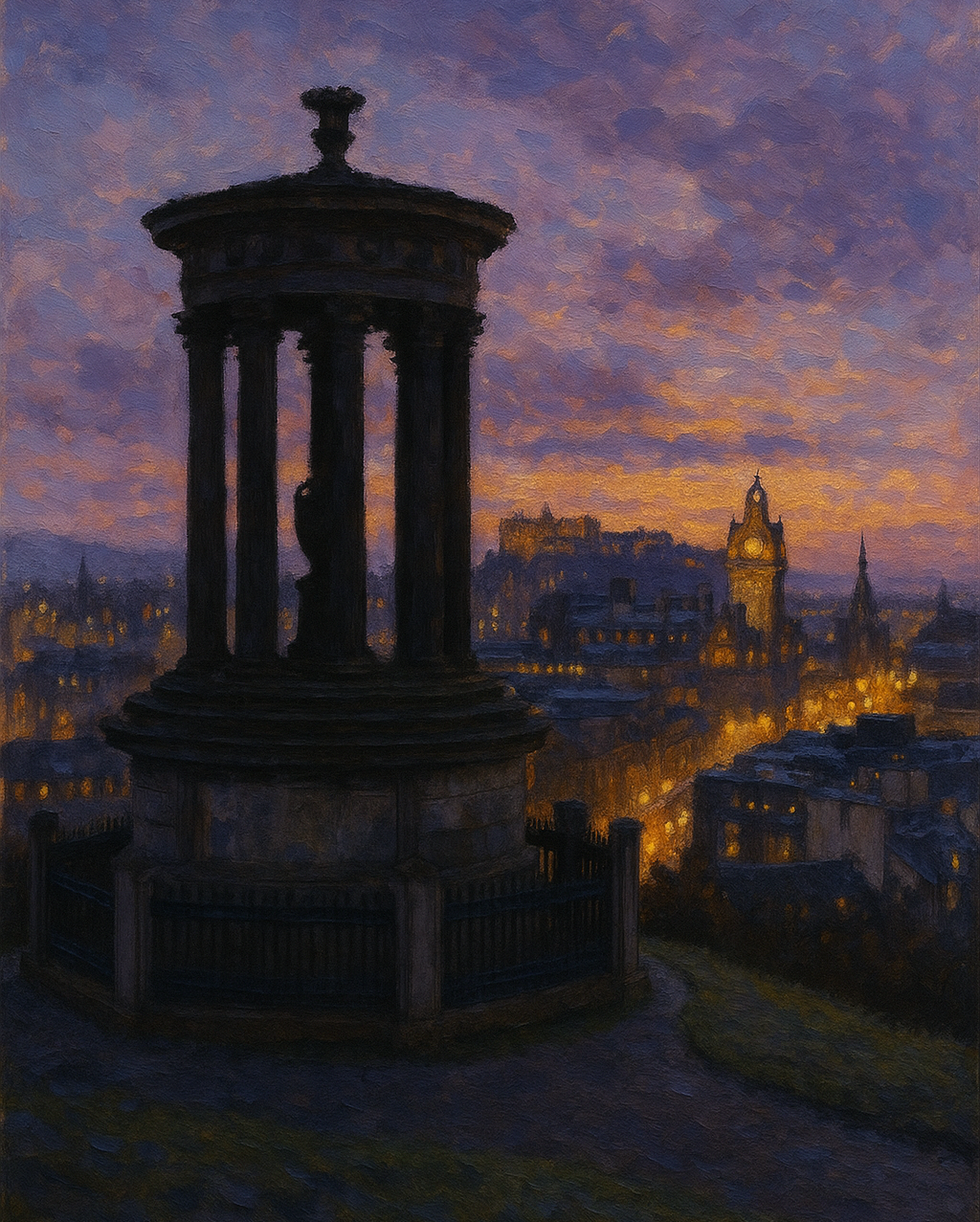 Amazing Places OD (391W) - Edinburgh, Twilight Reflections at Calton Hill, Scotland - Van-Go Paint-By-Number Kit