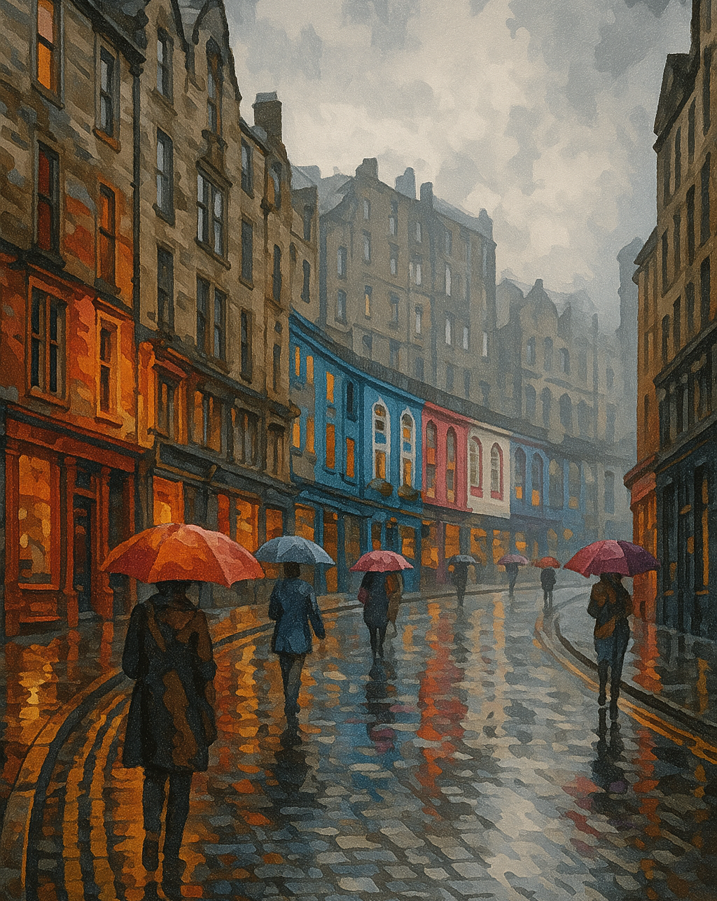 Amazing Places OD (391M) - Edinburgh,  Victoria Street in the Rain, Scotland - Van-Go Paint-By-Number Kit