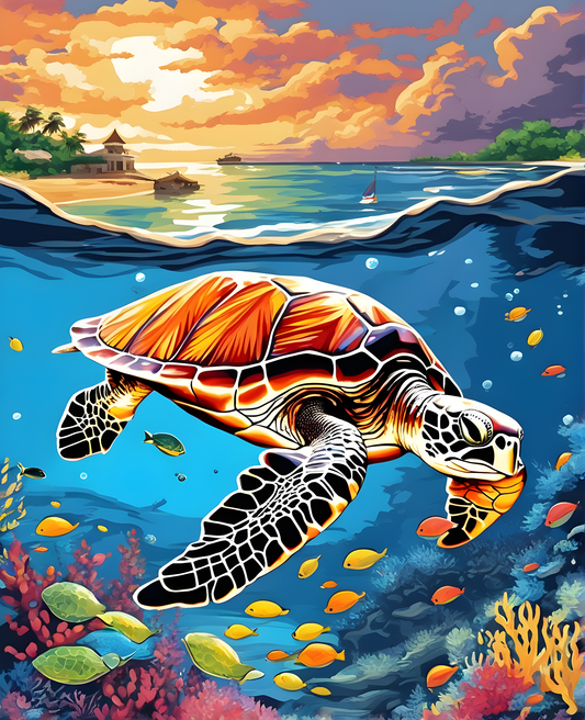 Sea turtle OD (1) - Van-Go Paint-By-Number Kit