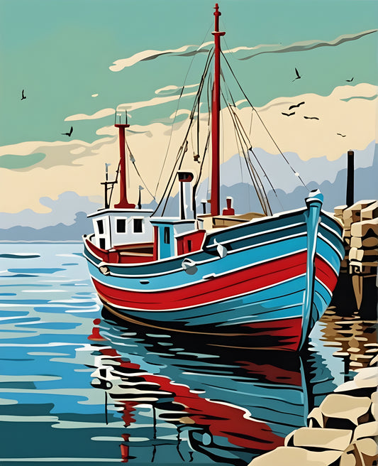 Seaside Fishing boats - Van-Go Paint-By-Number Kit