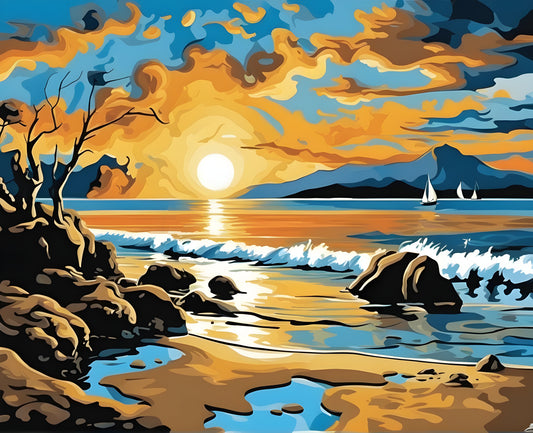 Sunset Collection OD (2) - Beach Sunset - Van-Go Paint-By-Number Kit