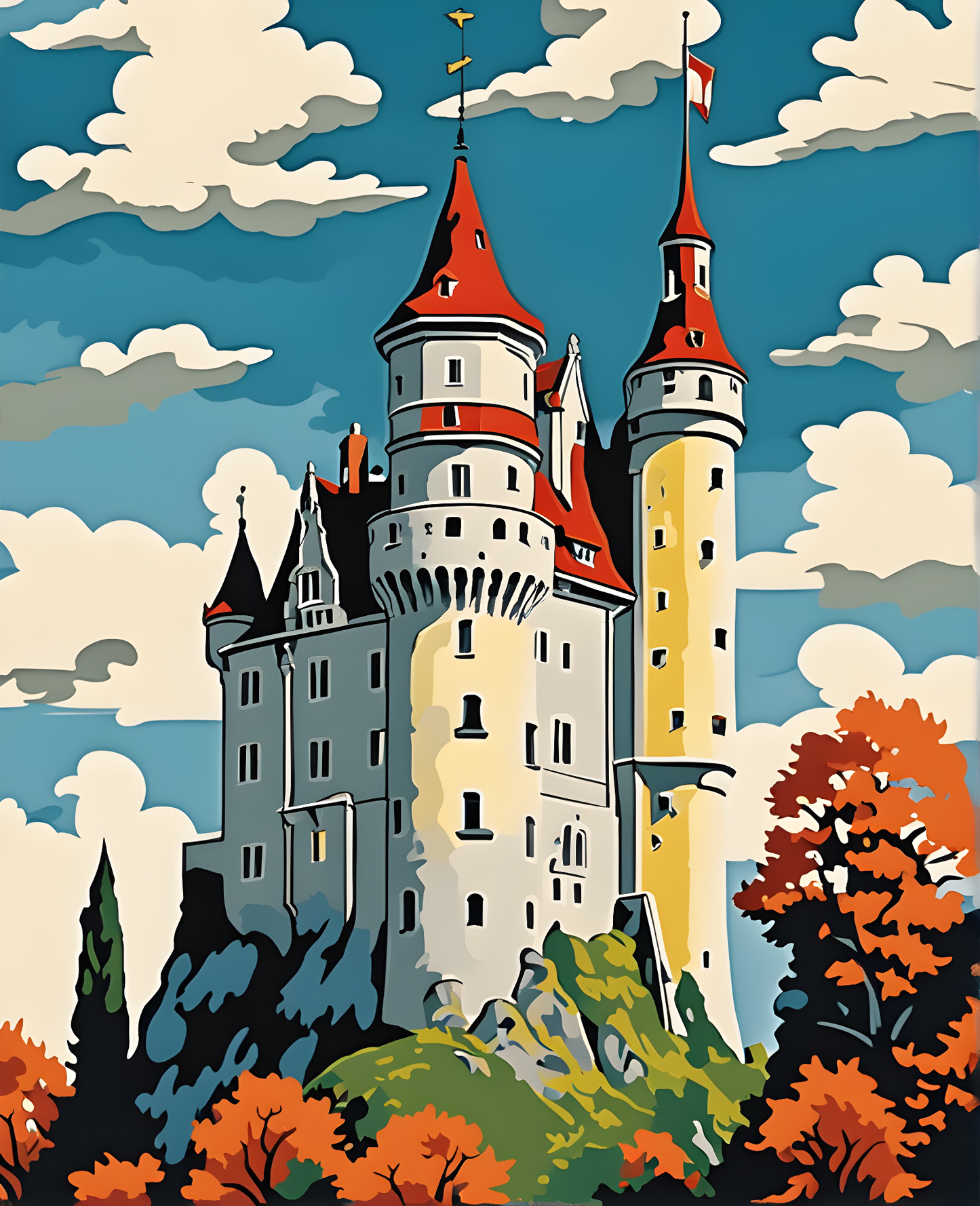Castles OD - Lichtenstein Castle, Germany (34) - Van-Go Paint-By-Number Kit